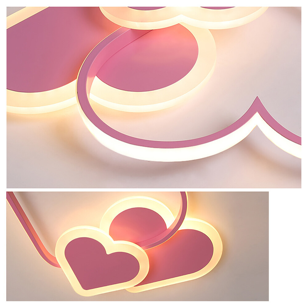 Pink Ceiling Light Heart-shaped Ceiling Light Dimmable LED Ceiling Lamp W/Remote
