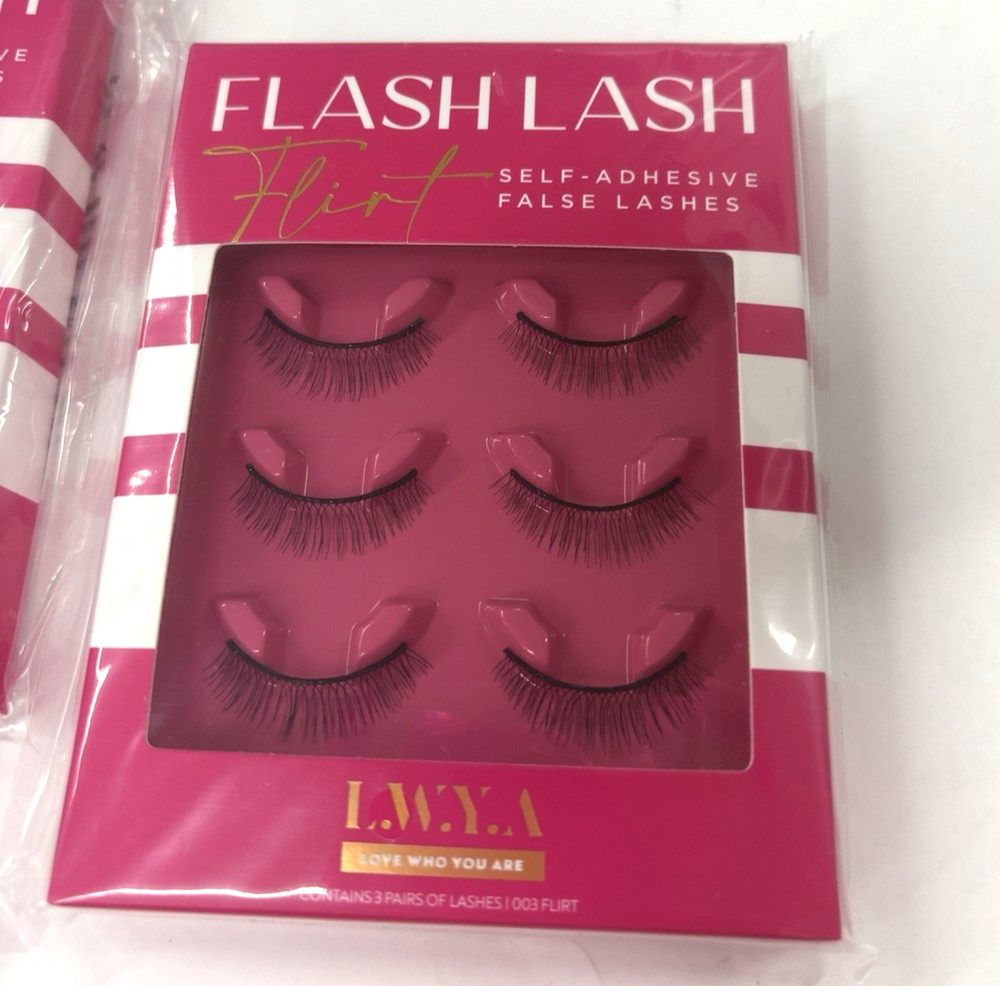 2 Pack LWYA Flash Lash Flirt Self-Adhesive False Lashes Trio Boxes