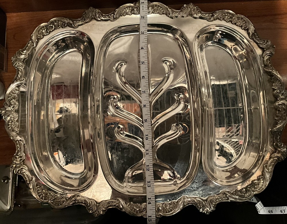 Well Tree Serving Tray Silver Plated