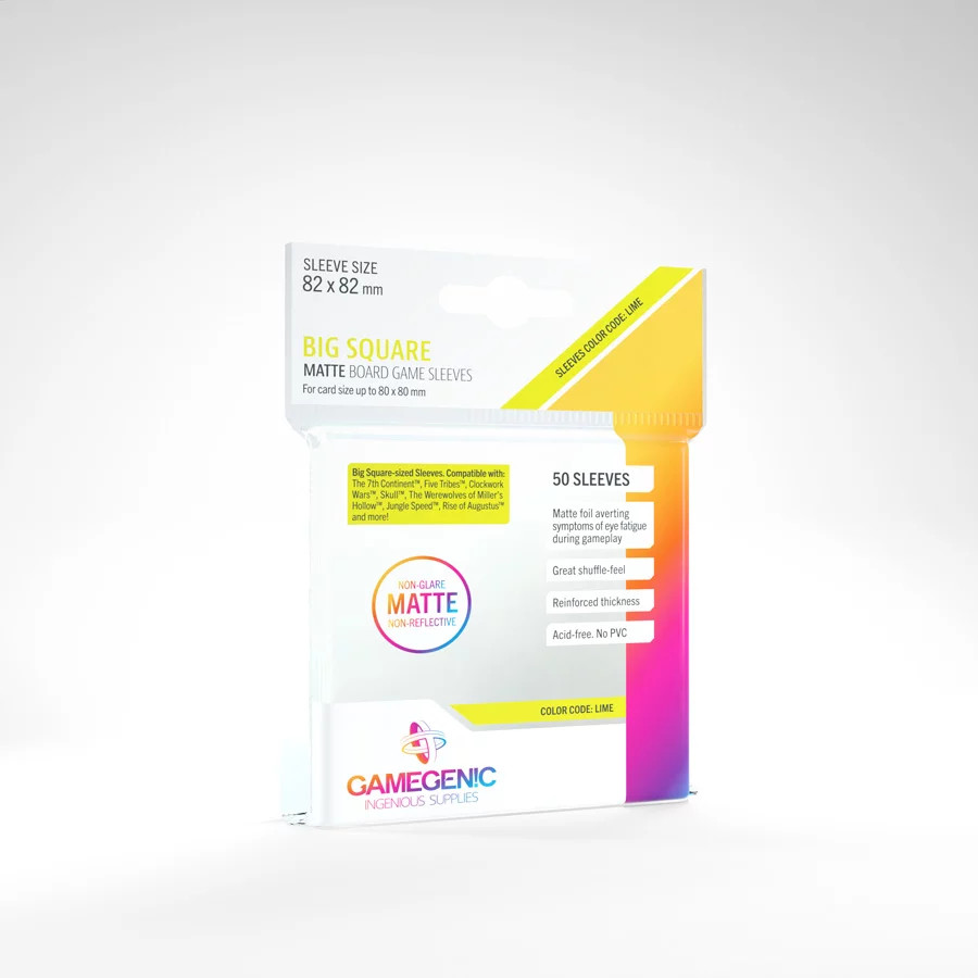 Gamegenic MATTE BOARD GAME SLEEVES Big Square 82x82 mm | Code Lime | GGS10060ML