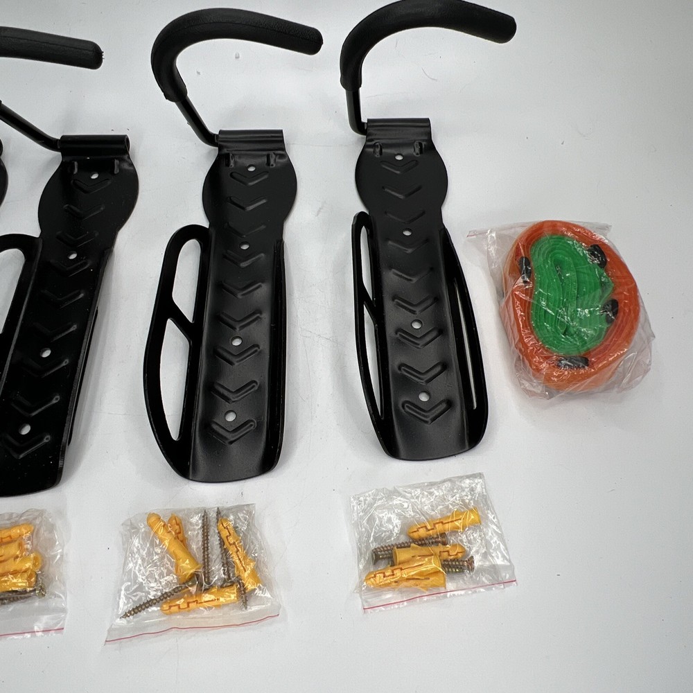 4 Pack Bicycle Rack Wall Mount Hooks With Straps New Without Box