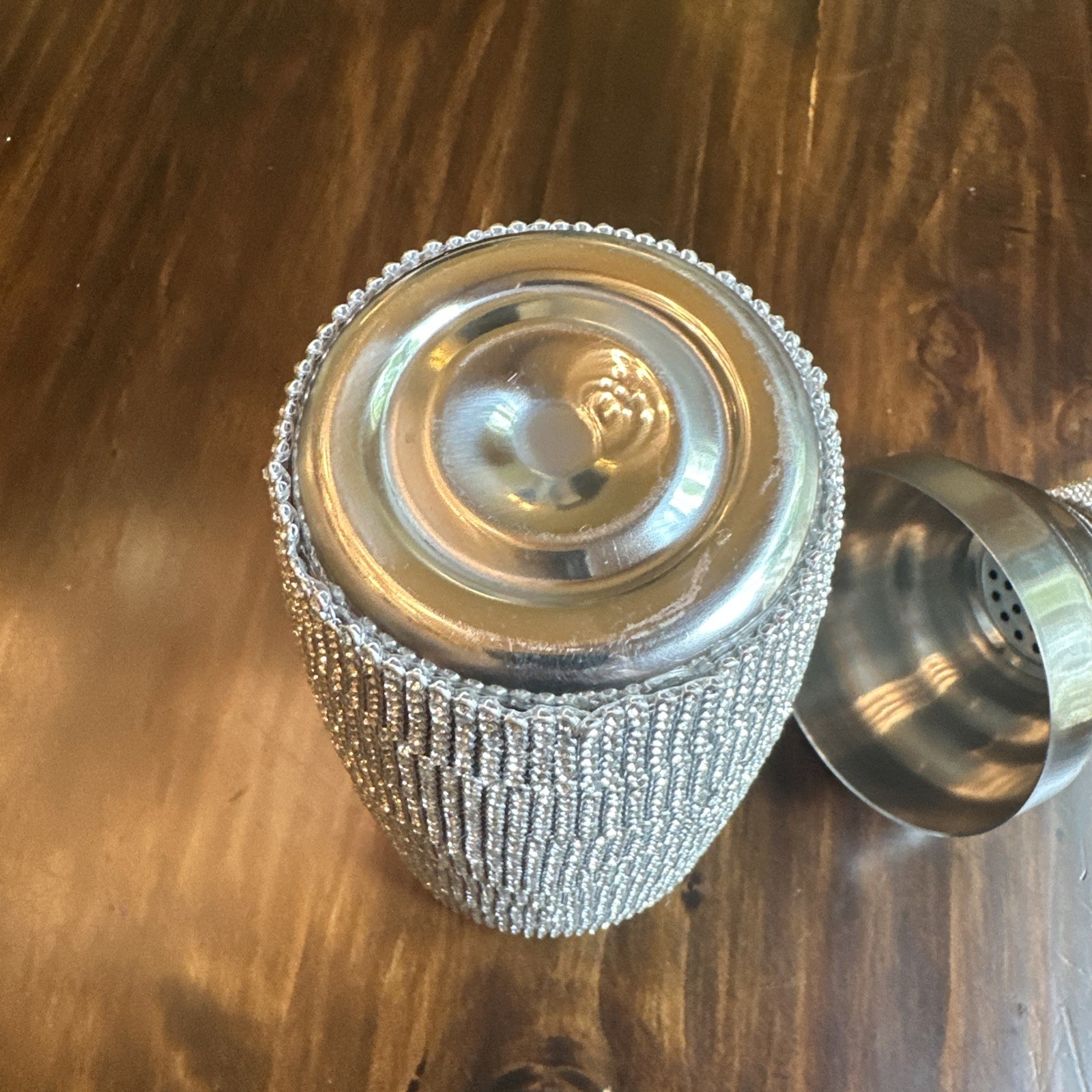 Rhinestone Cocktail Shaker Silver Stainless Steel 1 Piece Medium