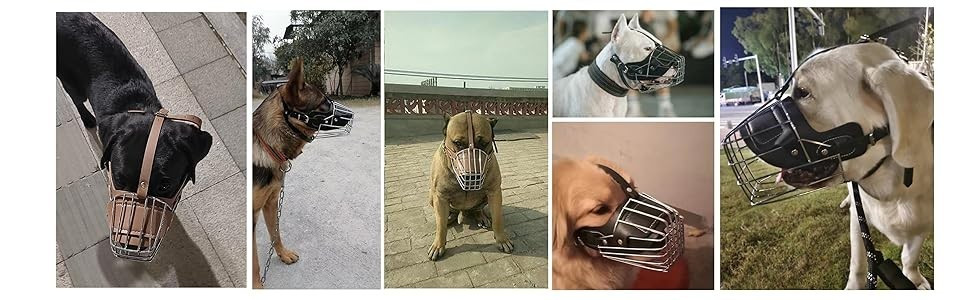 Dog Muzzle Wire Basket Pet Muzzle for Dogs Metal for Biting Barking Chewing (XL)