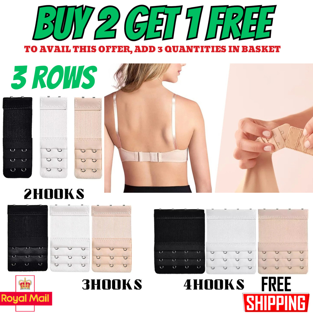 Women's Bra Extender 3 Hook / 2 Hook Bra Extension Strap Soft & Comfortable 3pcs