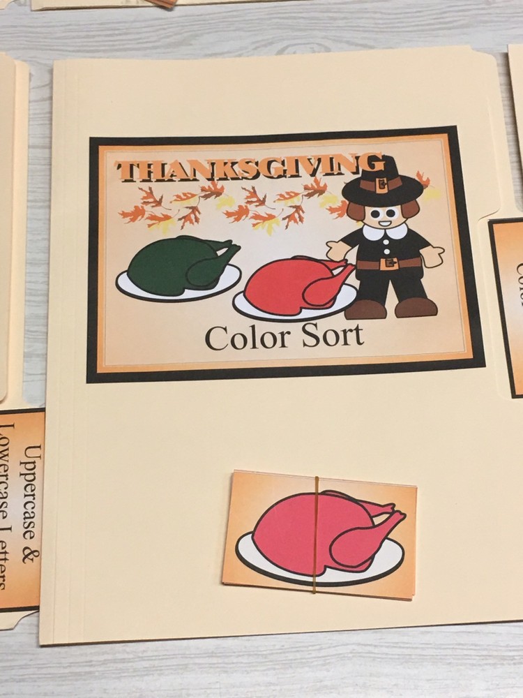 Thanksgiving - 10 File Folder Set - Activity Set - Teaching - DIY PRINTED