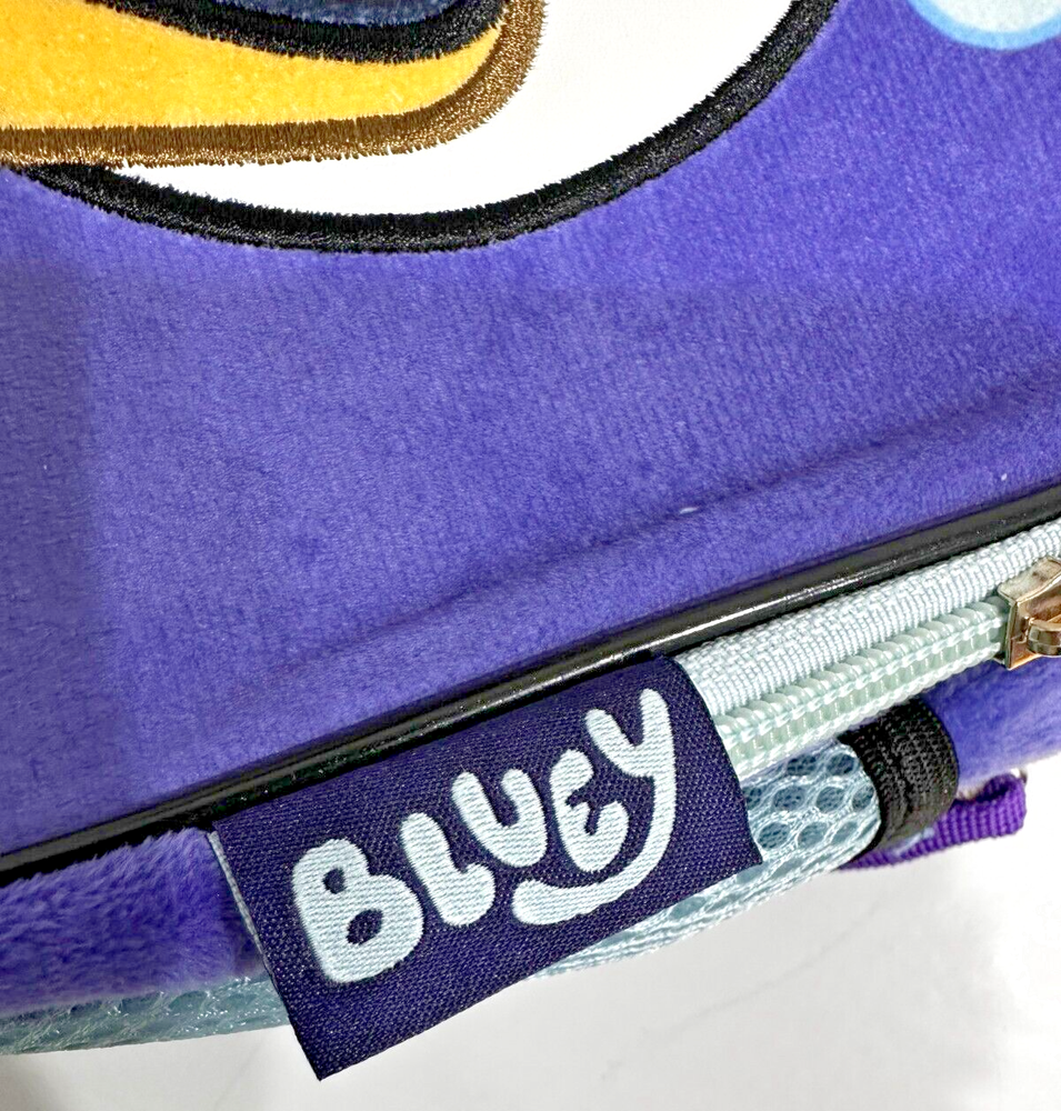 Bluey Pre-School backpack, blue, 2 zipper, light weight, adjustable straps, fur