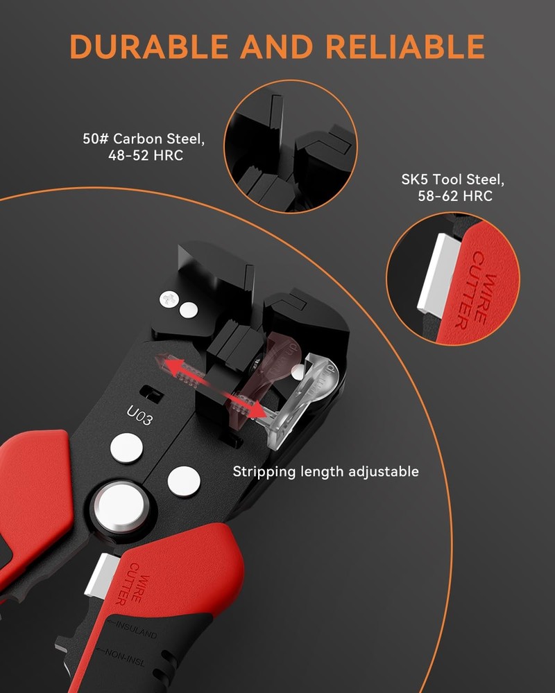 Self Adjusting Wire Stripper, ULEEY 3 in 1 Automatic Red