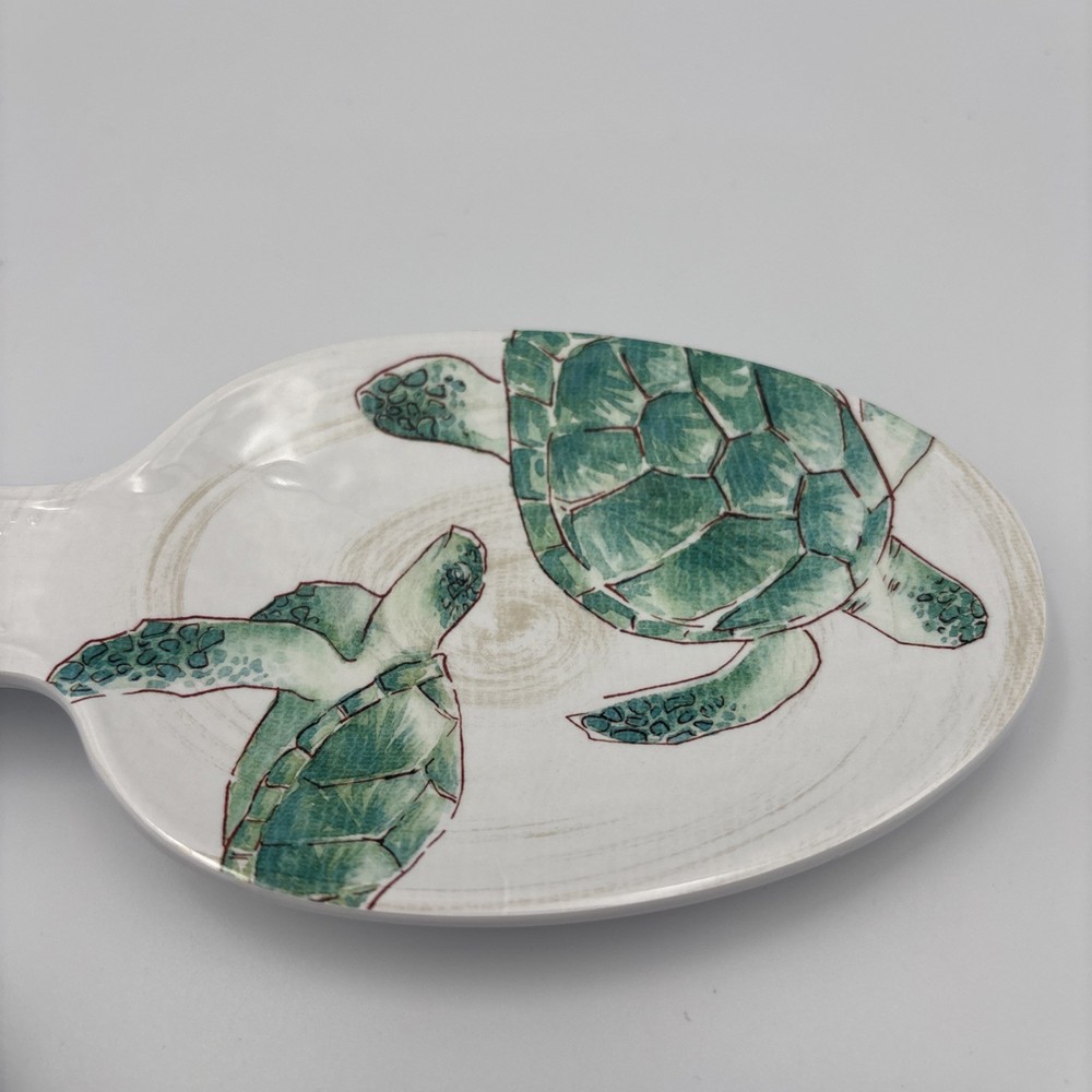 Tommy Bahama Turtle Melamine Salad Serving Fork & Spoon Set 10.5”