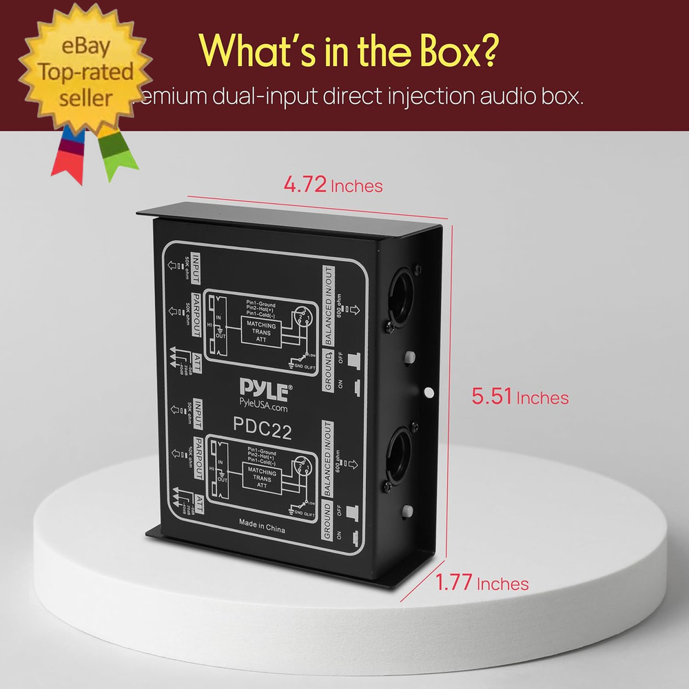 -PRO Premium Direct Injection Audio Box - Passive DI Unit Hum EliminatorW/ Input
