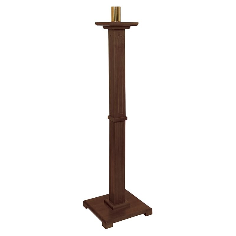 Paschal Candlesticks, Gothic Paschal Candlestick Walnut Stain 44'' High