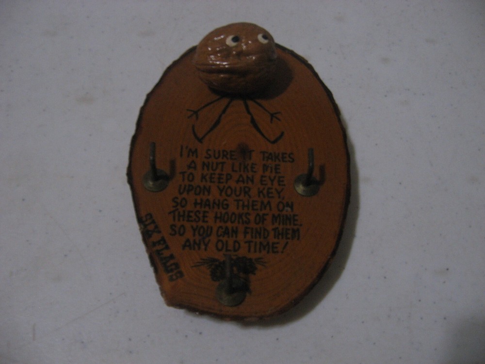 Vintage Six Flags Theme Park Wall Mounted Key Hanger Hooks