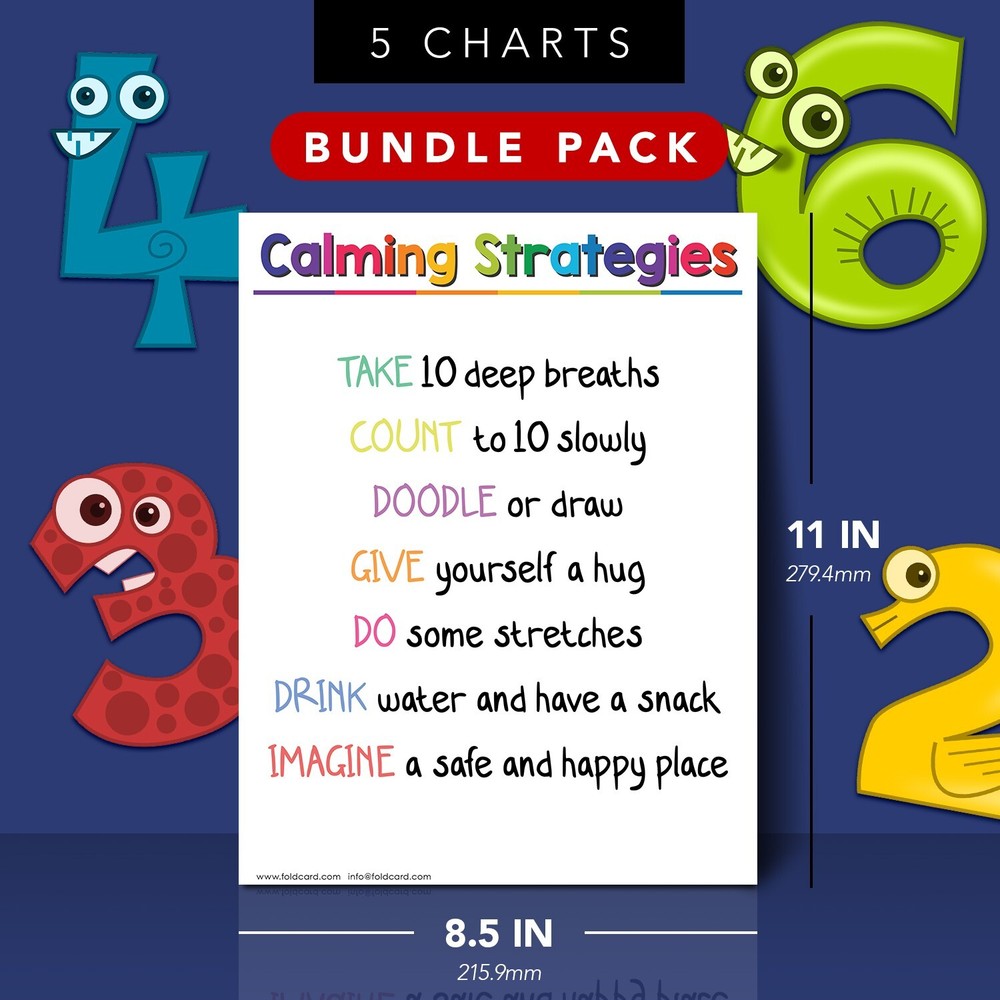 Calming Corner Educational Poster Learning Chart Bundle for Classroom – 8.5 x 11