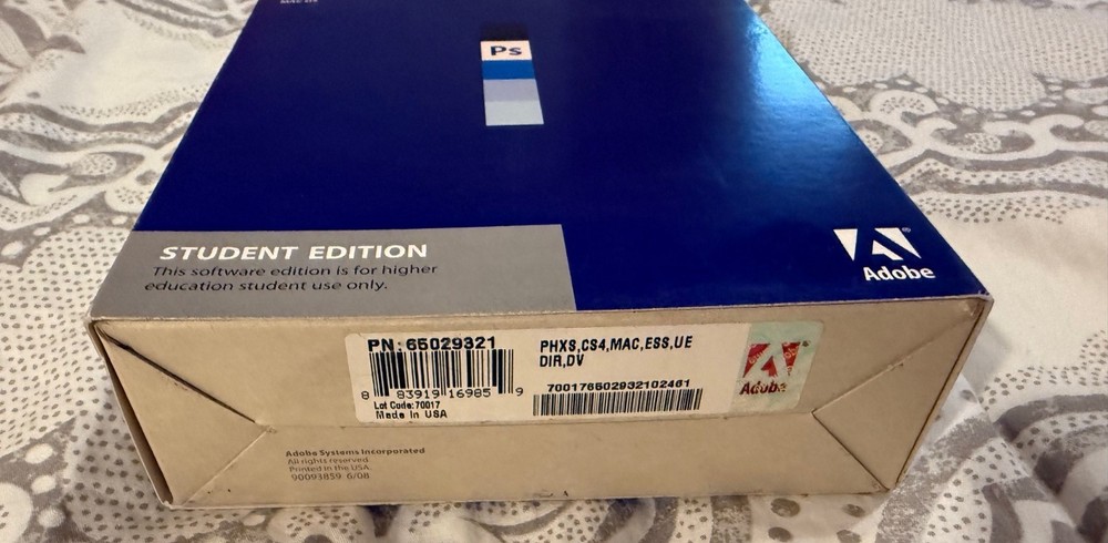 Adobe Photoshop CS4 Extended Student Edition with code for Serial Number VG MAC