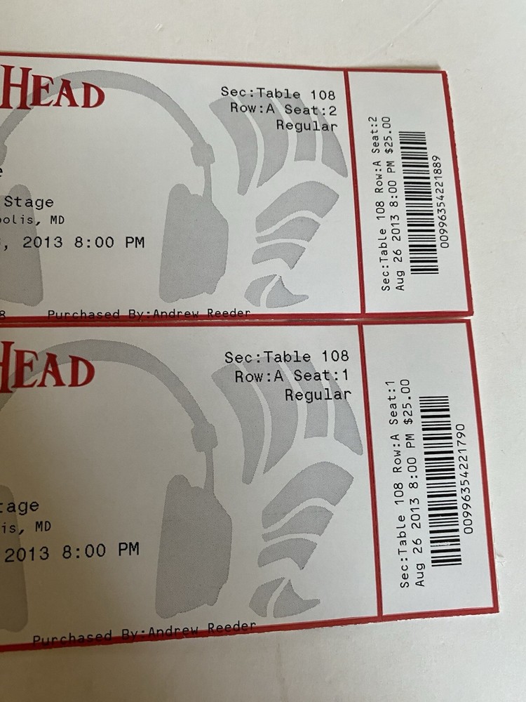 Concert Ticket Stub 2013 Albert Lee Rams Head MD