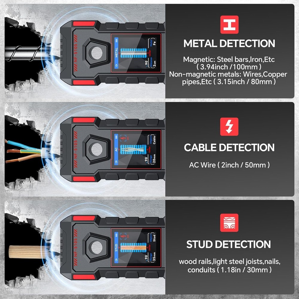 Wall detector, rechargeable wall scanner, equipped with upgraded smart chip