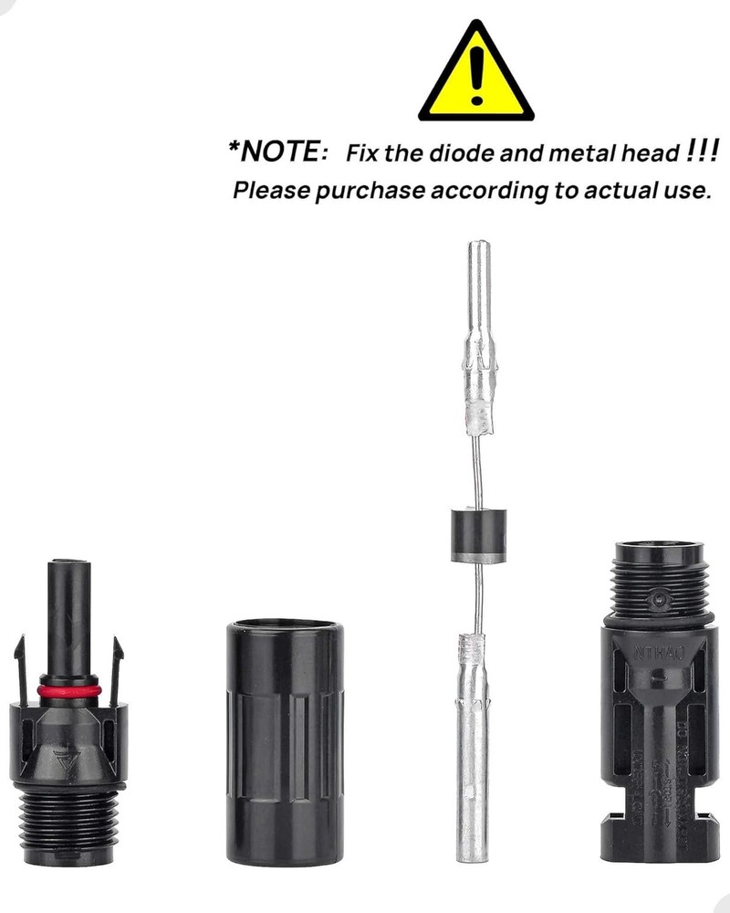 Reliable 5-Pack Solar Panel Connectors - 30A Waterproof with Diode Technology