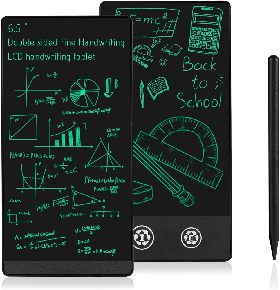 Mini LCD Writing Tablet, 6.5In Double Display Erasable Reusable Electronic Drawi