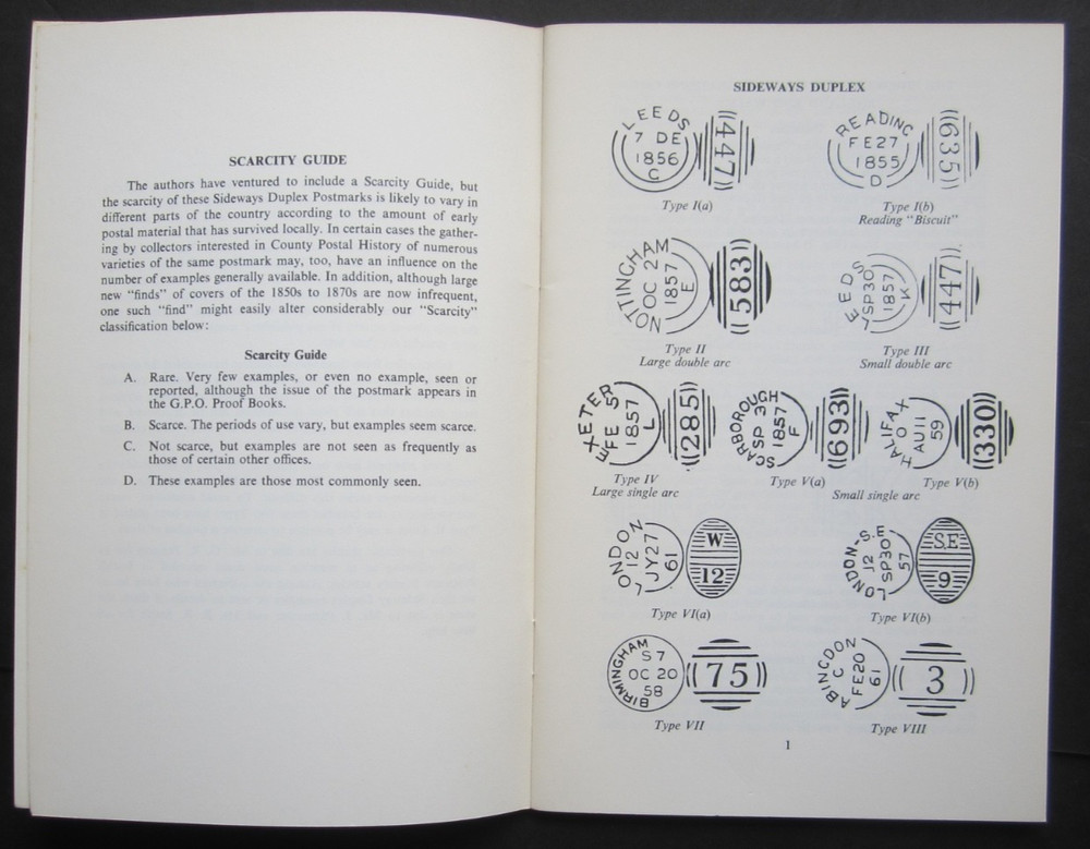 Sideways Duplex Cancellations of England & Wales. reference guide 1975.