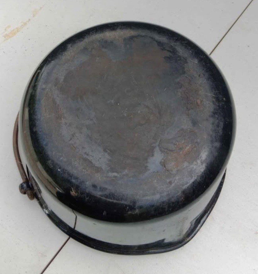 large vintage black enamel cooking pot