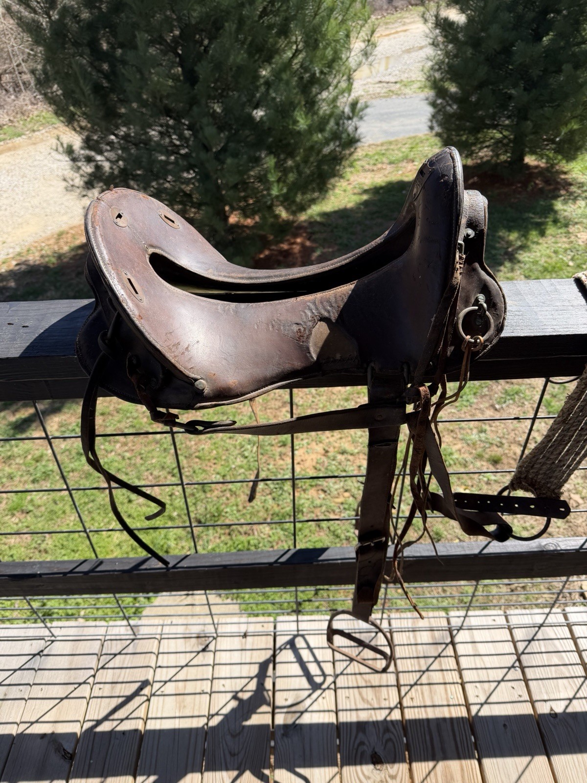 Antique World War I 12 inch McClellan Calvary Saddle, All Original W/ Stirrups