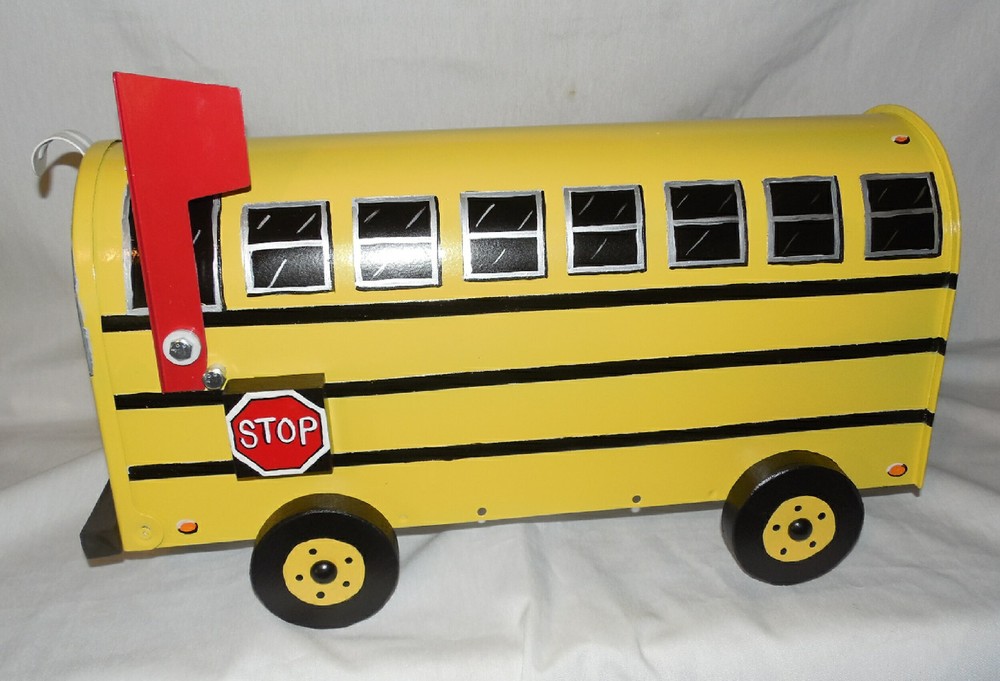 NEW Hand Painted School Bus Mailbox Handpainted Yellow.