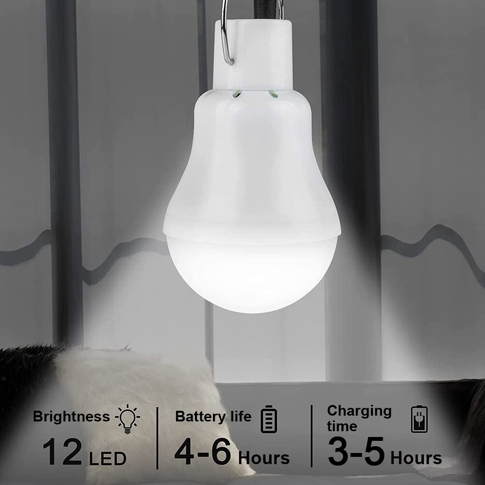 Portable Solar Panel Powered LED Lights Bulb Light Tent Lamp Camping Out/Indoor