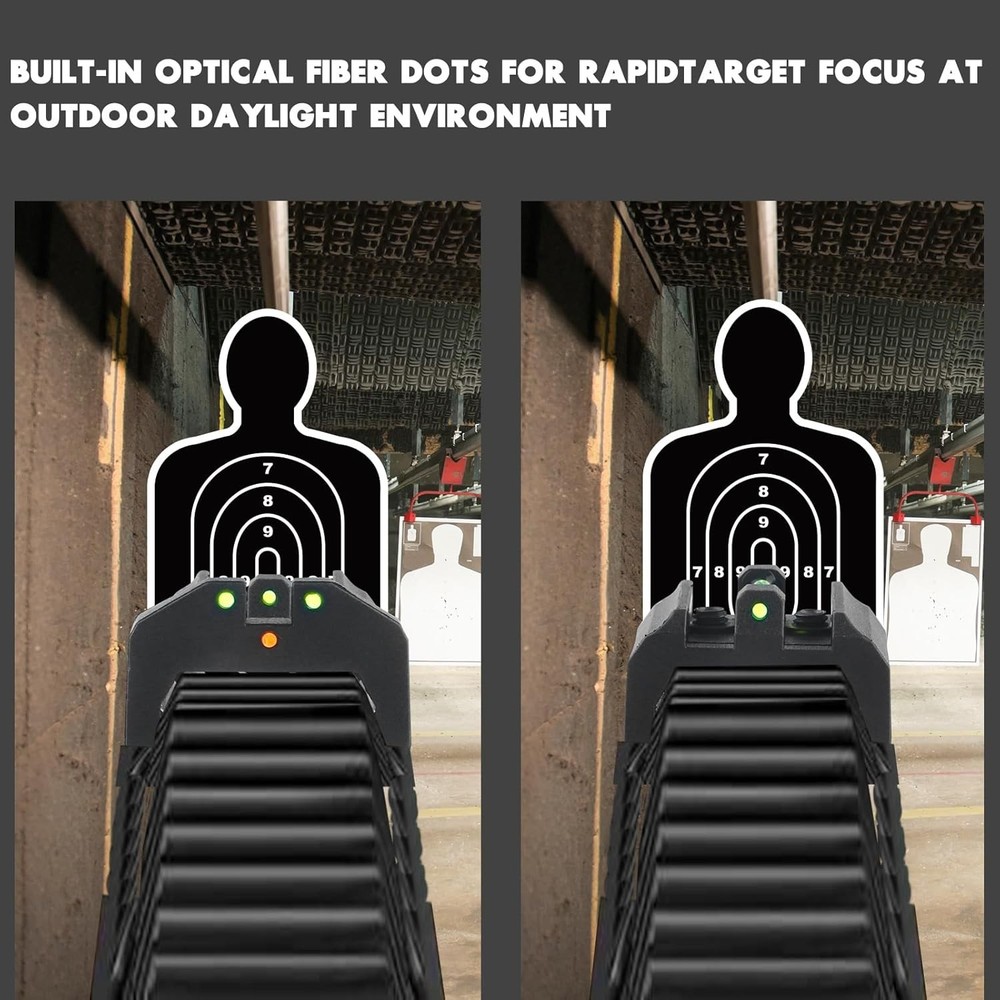Low profile fiber optic front and rear sights for enhanced targeting performance