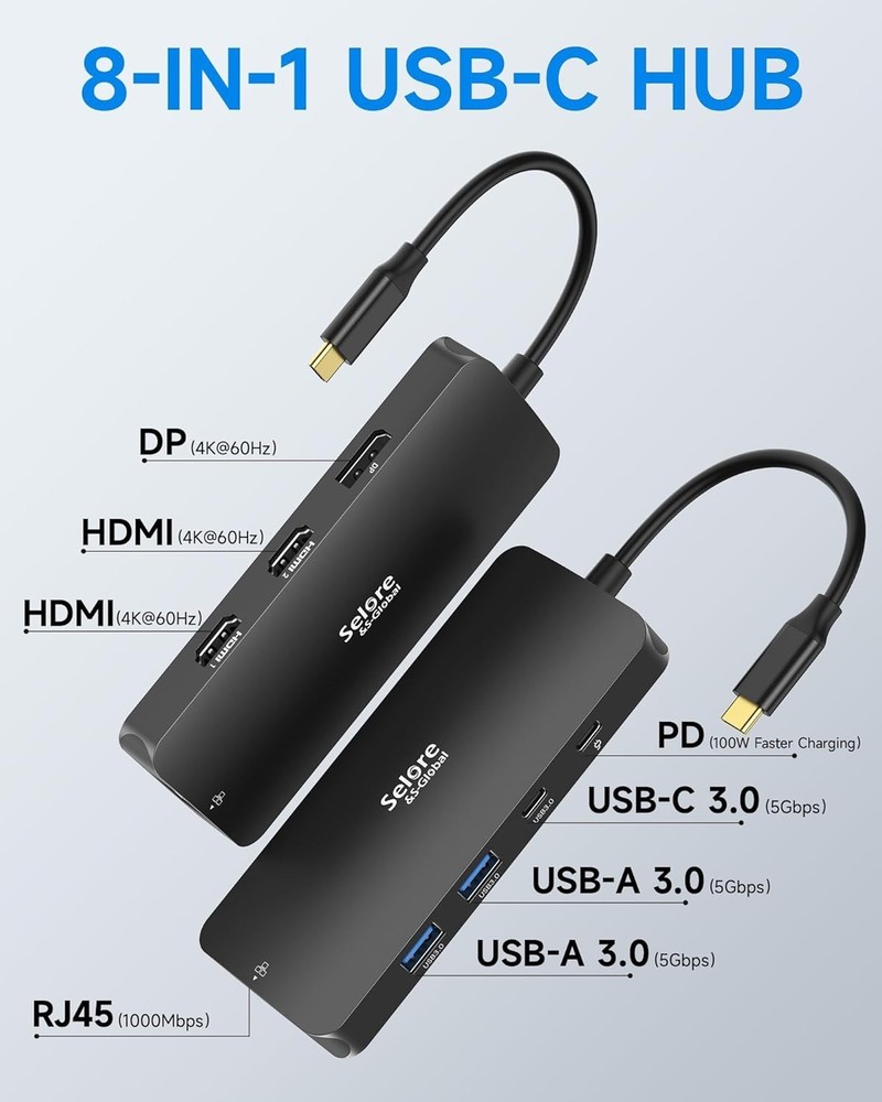 USB C Docking Station Thunderbolt 3/4/5 Compatible