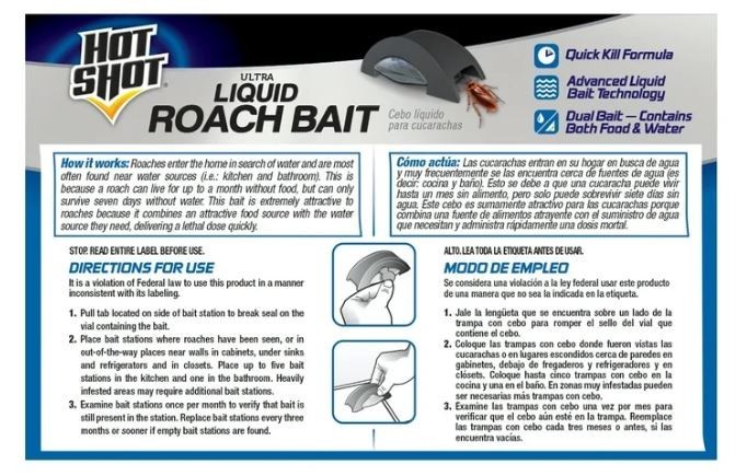 Hot Shot Liquid Roach Bait, Roach Killer, 1 Pack, 6-Count