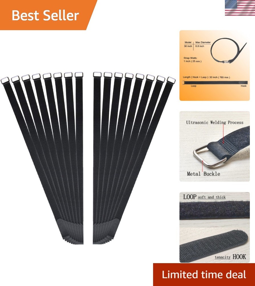 30-Inch Reusable Adjustable Nylon Cable Straps - 16 Pack for Versatile Securing