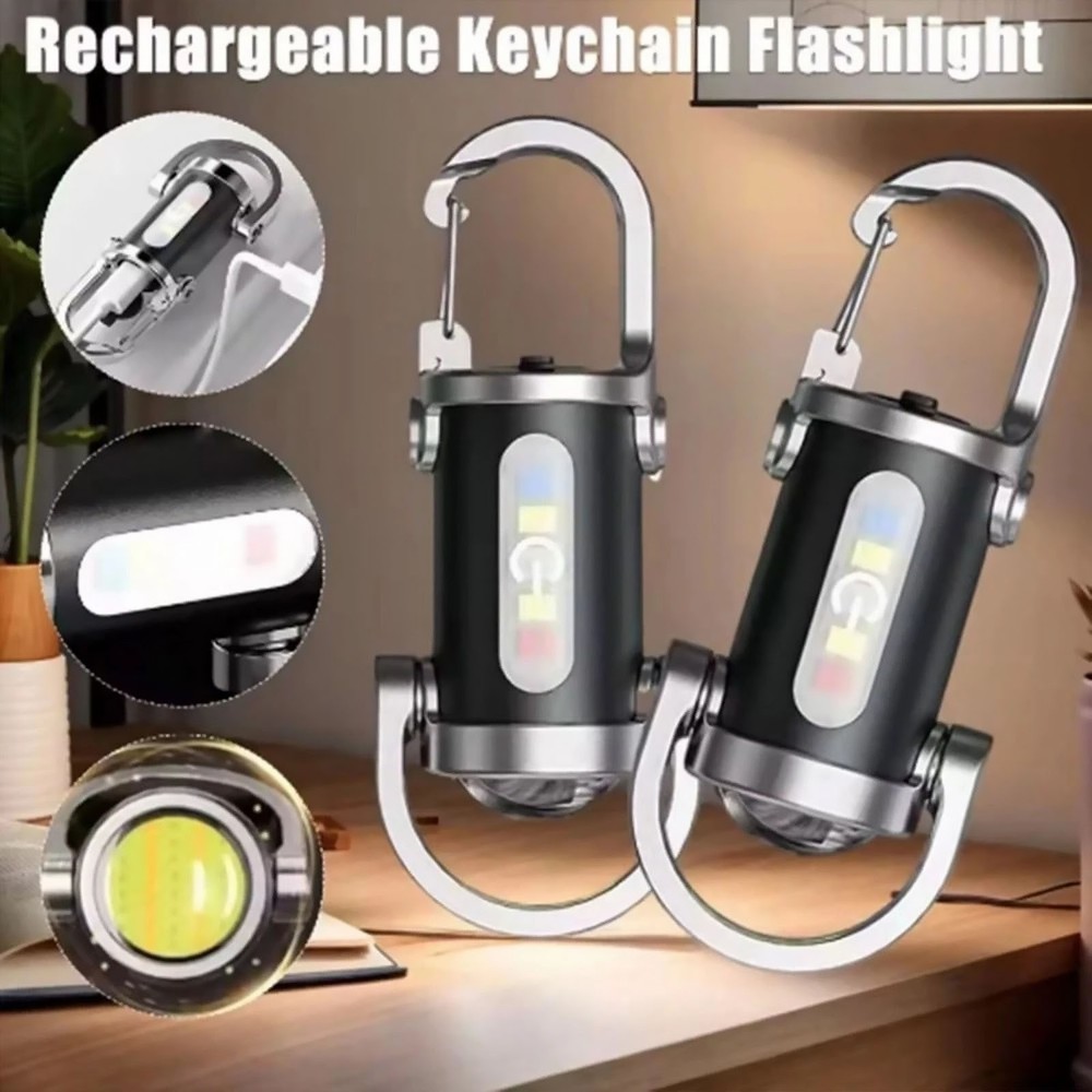 Rechargeable Keychain Flashlight LED Torch, Compact Light for Night Camping