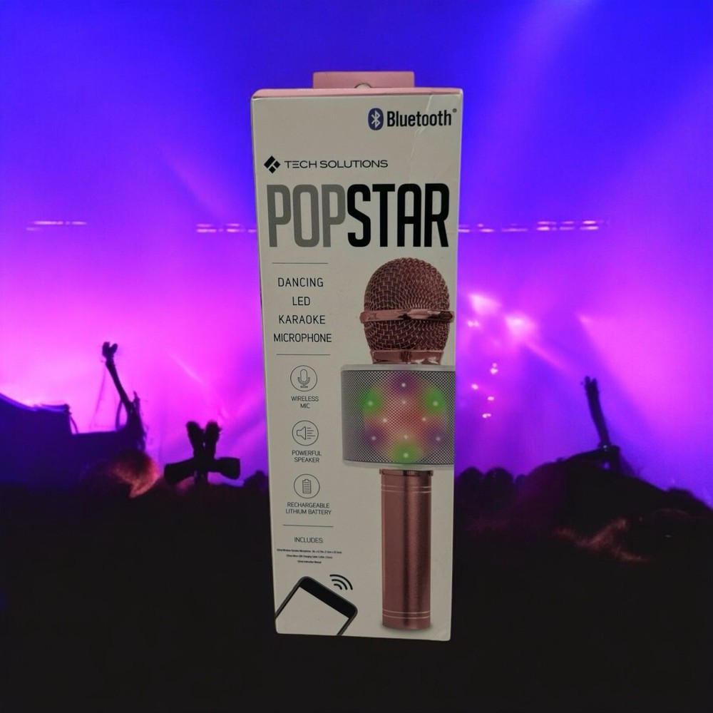 Karaoke Studio Bluetooth Microphone Pink Tech Solutions Dancing LED Speaker