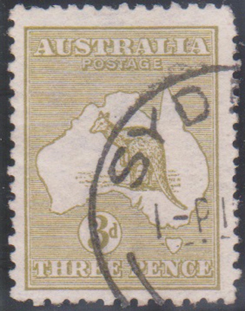(F236-100) 1913 v3d olive Kangaroo stamp (CY)