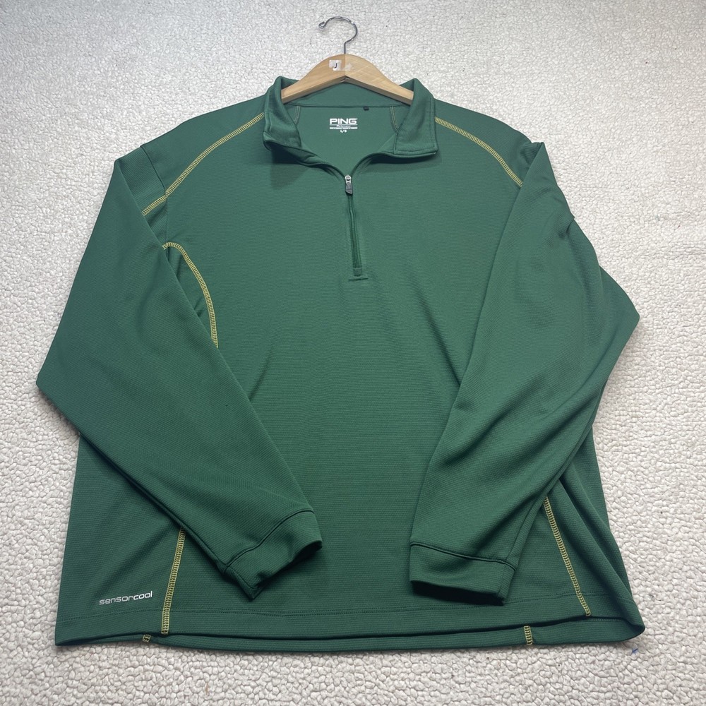 PING Pullover Mens L Green SensorCool Quarter Zip Golf Performance Long Sleeve