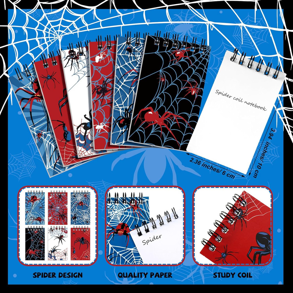 48 Pcs Spider Party Decorations Include 24 Pcs Spider Spiral Notepads Mini Noteb
