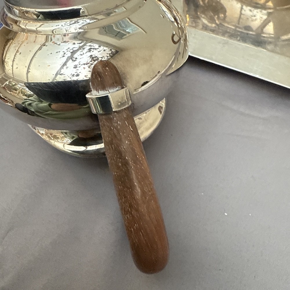 L'ecuyer France Silverplate Vintage Tea Pot, Sugar Bowl, Jub & Tray Set. (B55)