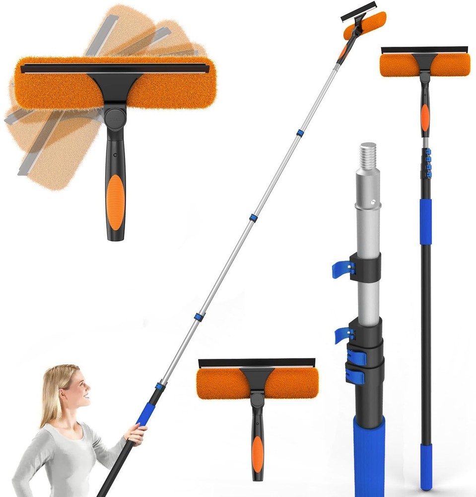 Squeegee for Window Cleaning Kit with 5-19 Foot Telescoping Extension Pole (2...