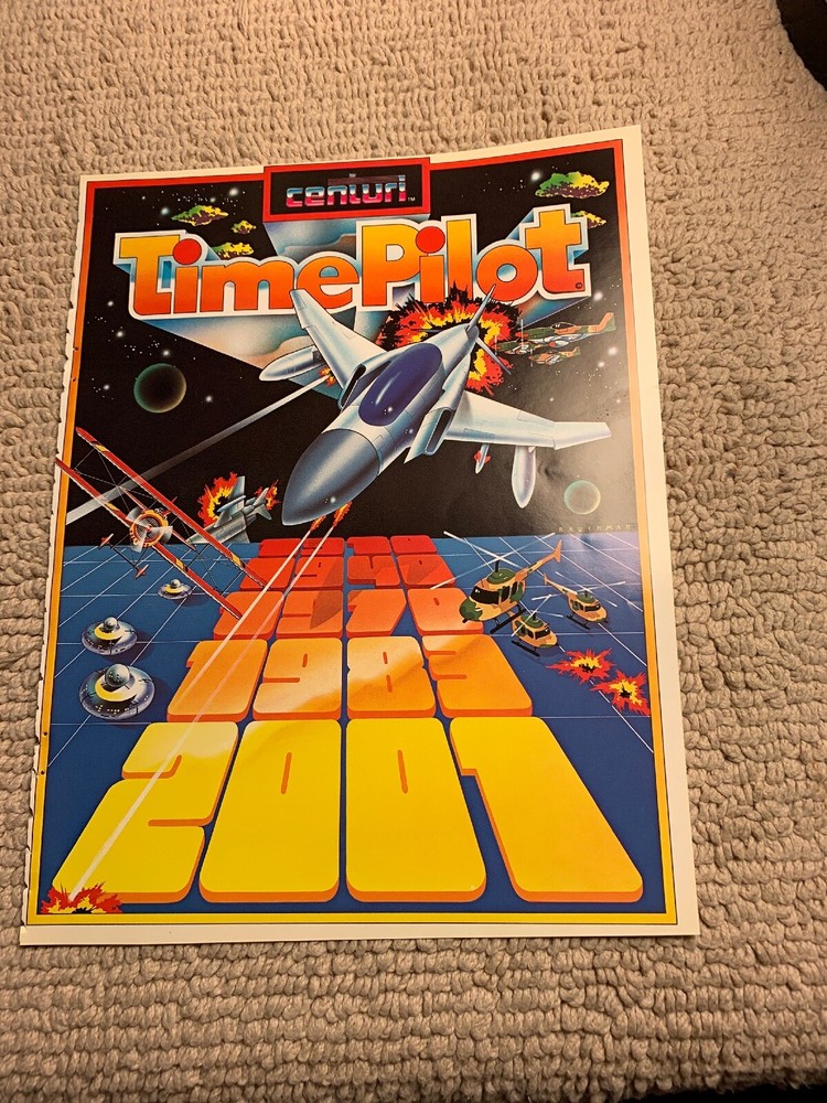 original 11- 8.5'' Double sided Time pilot Centuri arcade video game AD FLYER