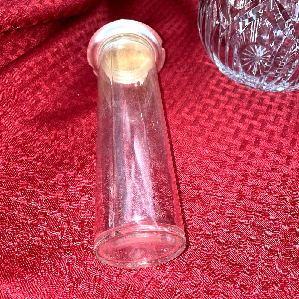 VINTAGE LARGE CRYSTAL COOLING PITCHER SILVER HANDLE AND LID