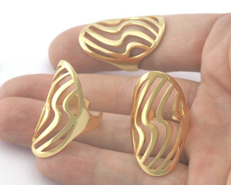 Thunders thunder oval statement adjustable ring Gold Plated brass (5 - 8US 4341