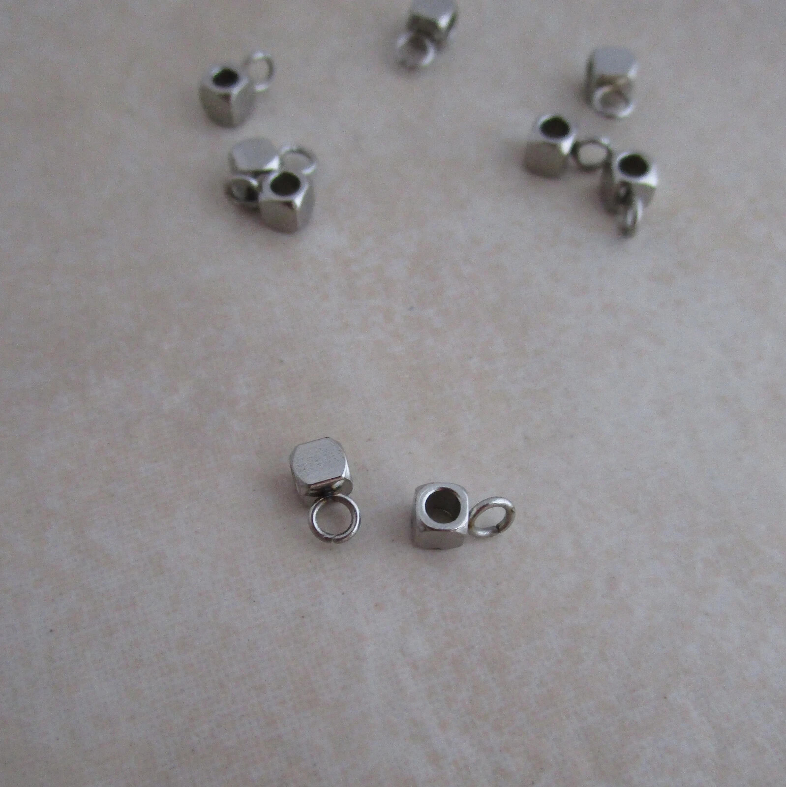 12 stainless steel bead bail 3mm cube hangers hypoallergenic