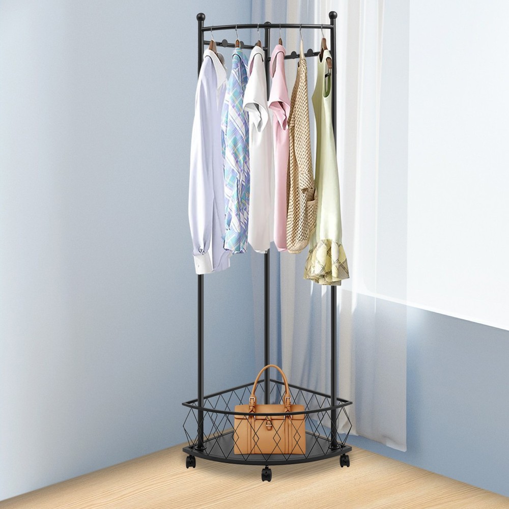 Corner Clothes Rack, Coat Storage Rack, Floor Standing Clothes Rack