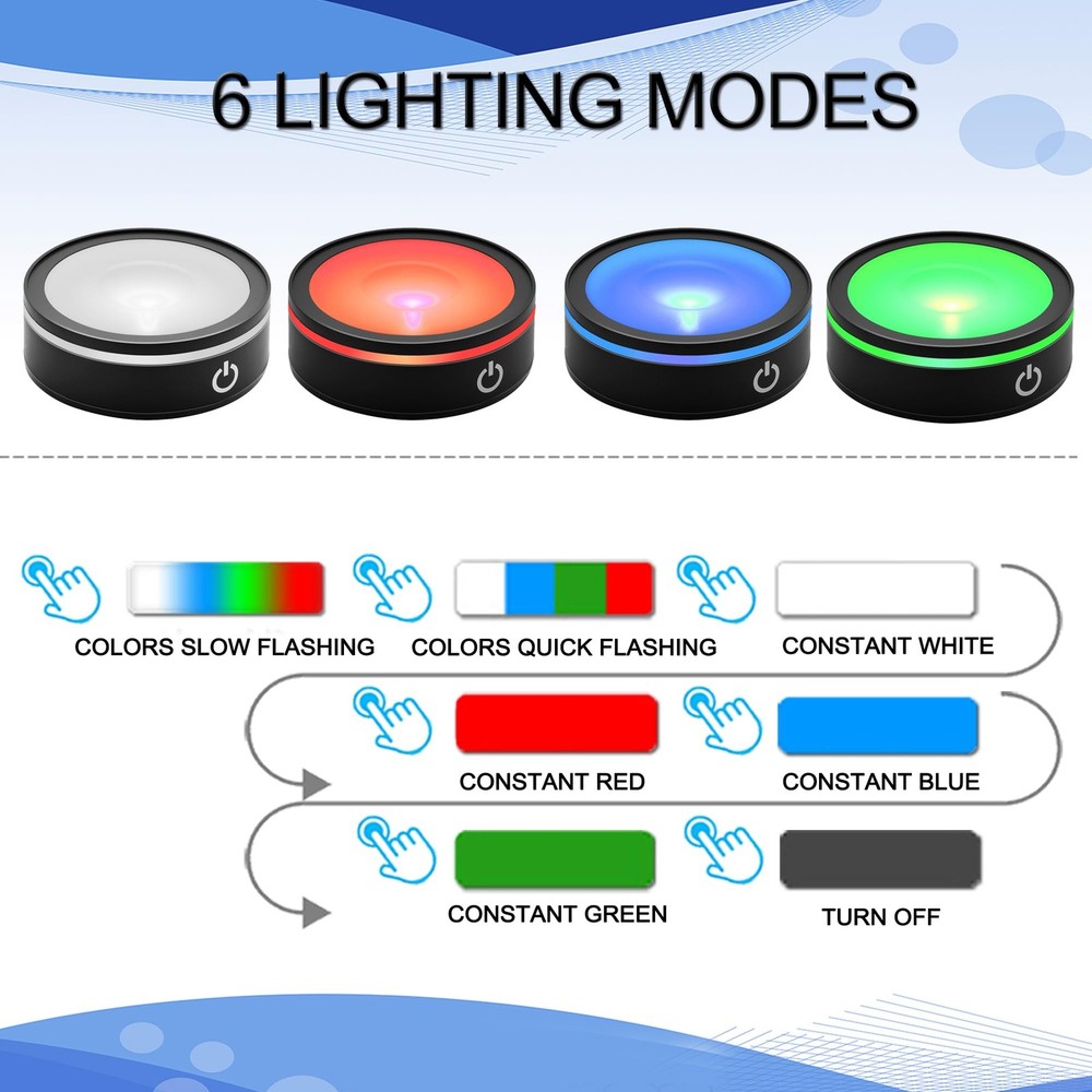 IFOLAINA LED Light Base Lighted Stand Display for Crystal Black-Concave, Blue