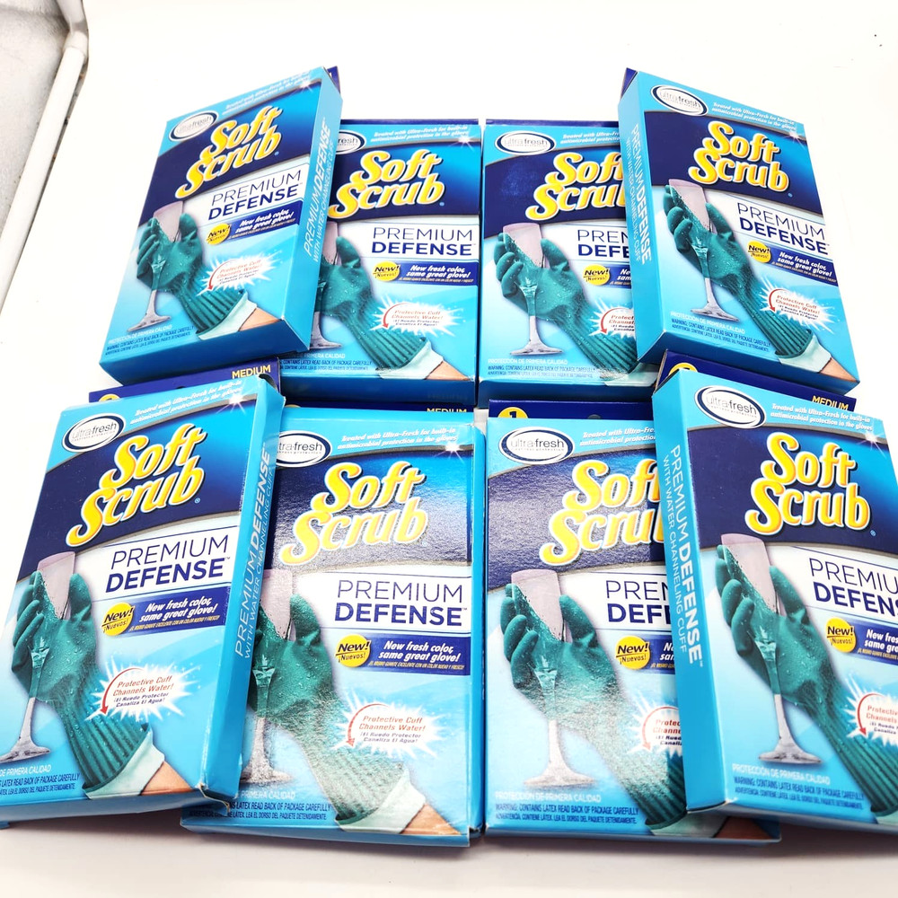 Soft Scrub Medium Cleaning Gloves 20 Mil 15" Ribbed 8 Pair Pack