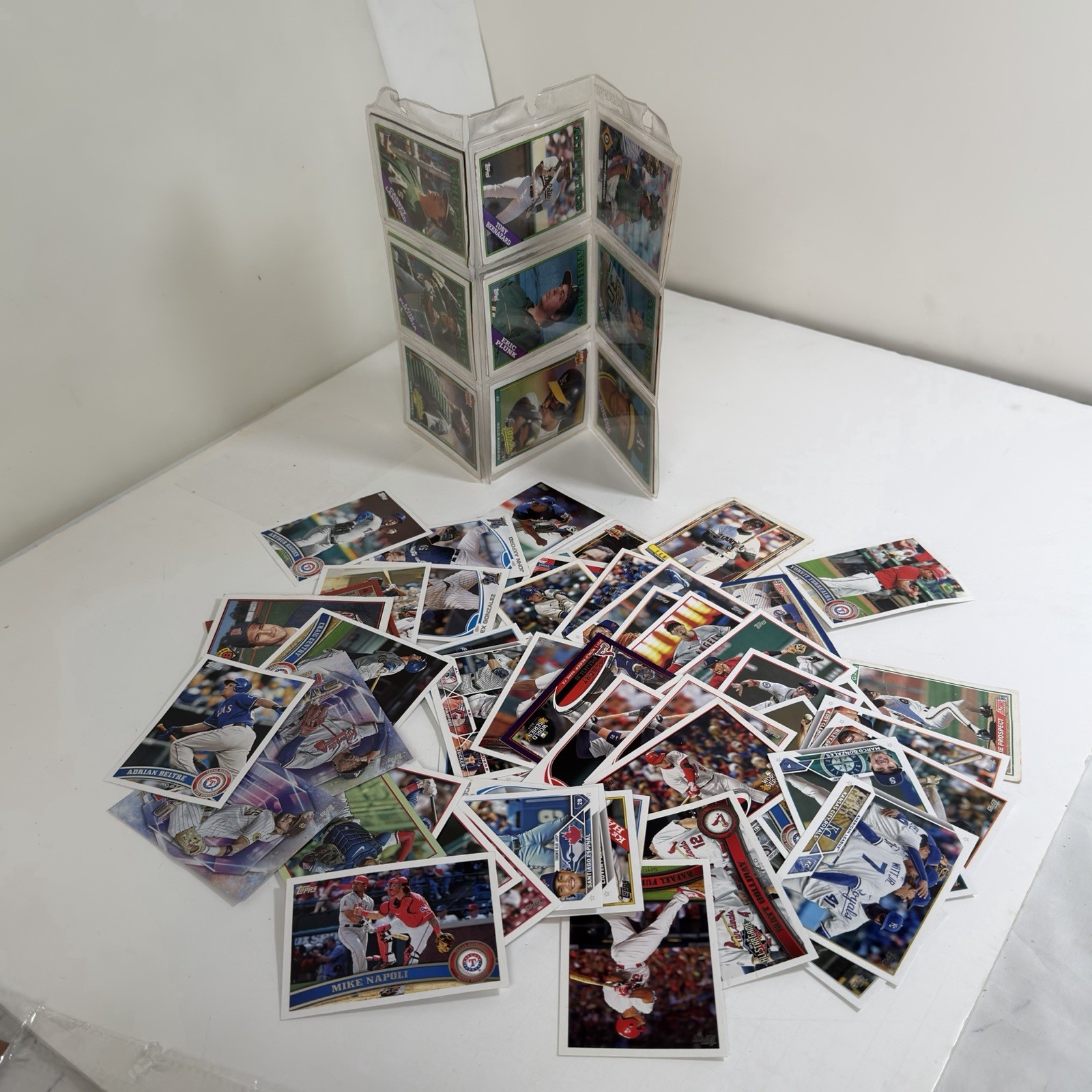 Estate Baseball Card Lot (56 Cards) Topps Upper Deck Bowman + Folder