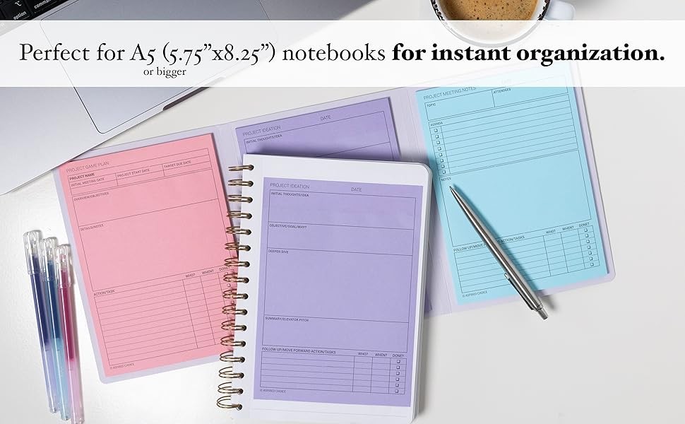 Project Planner Kit & Meeting Notebook for Work – 90 Lar Stiy Notes