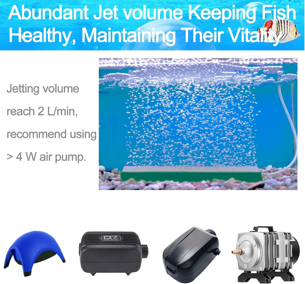 Fish Air Stone 8 Inch Airstones Kit with 5 Pcs Square Oxygen Diffuser Bubble Rel