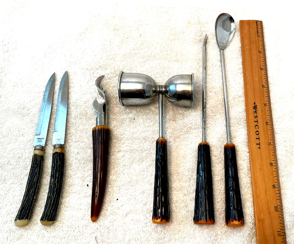 VTG Butterscotch Brown Textured Bakelite Bartender Tool Rustic Cabin Lodge Decor