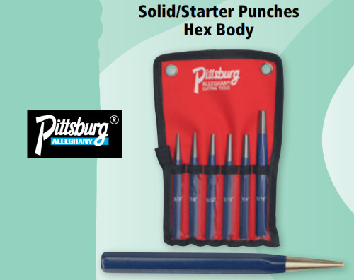 1/8 HEX BODY SOLID/STARTER PUNCH -PITTSBURG ITEM NO. 3109378(FT)-(7PC.)