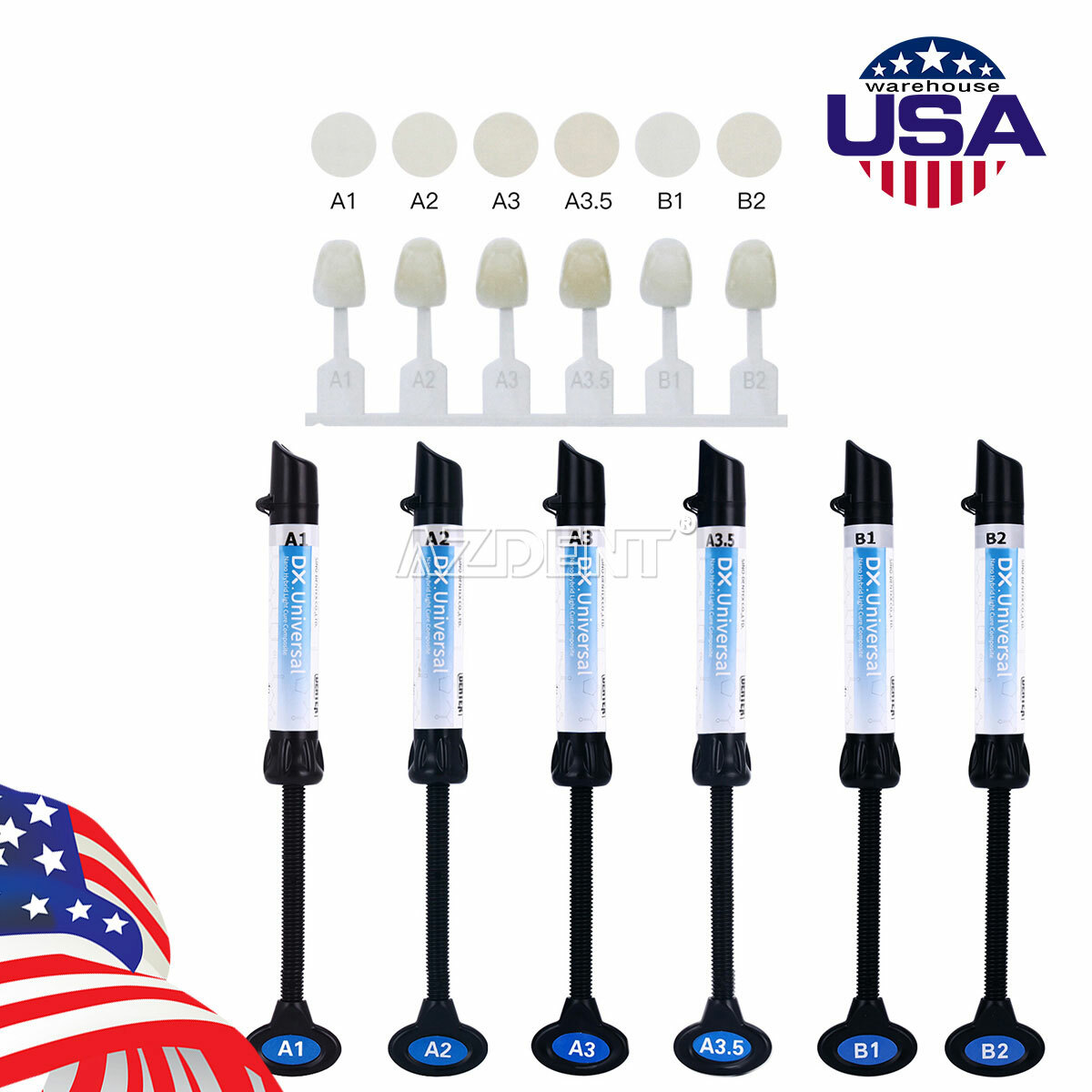 Dentex Dental Universal Composite Curing Light Resina Resin Refill A1 A2 A3 A3.5